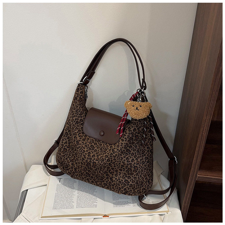 Túi xách nữ đeo vai cỡ lớn , túi xách tay đi làm chất liệu nhung nhung mềm — Bông tuyết nâu Leopard, Quân xanh da báo điện màu, Quân đội xanh, màu cà phê chi tiết 11