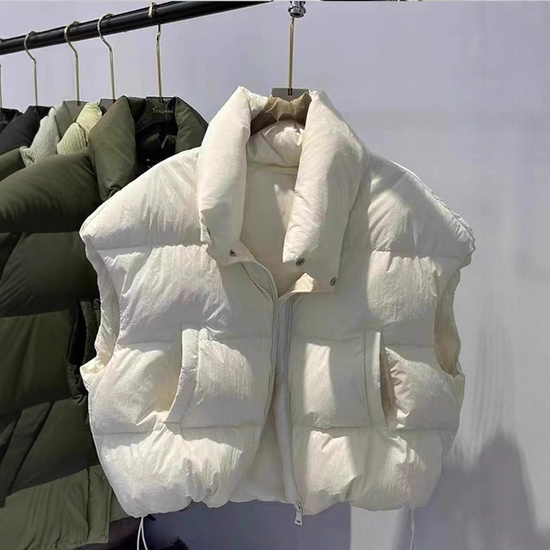 2025秋季新款韩版羽绒棉服立领加厚拉链马夹马甲外套保暖上衣女|undefined