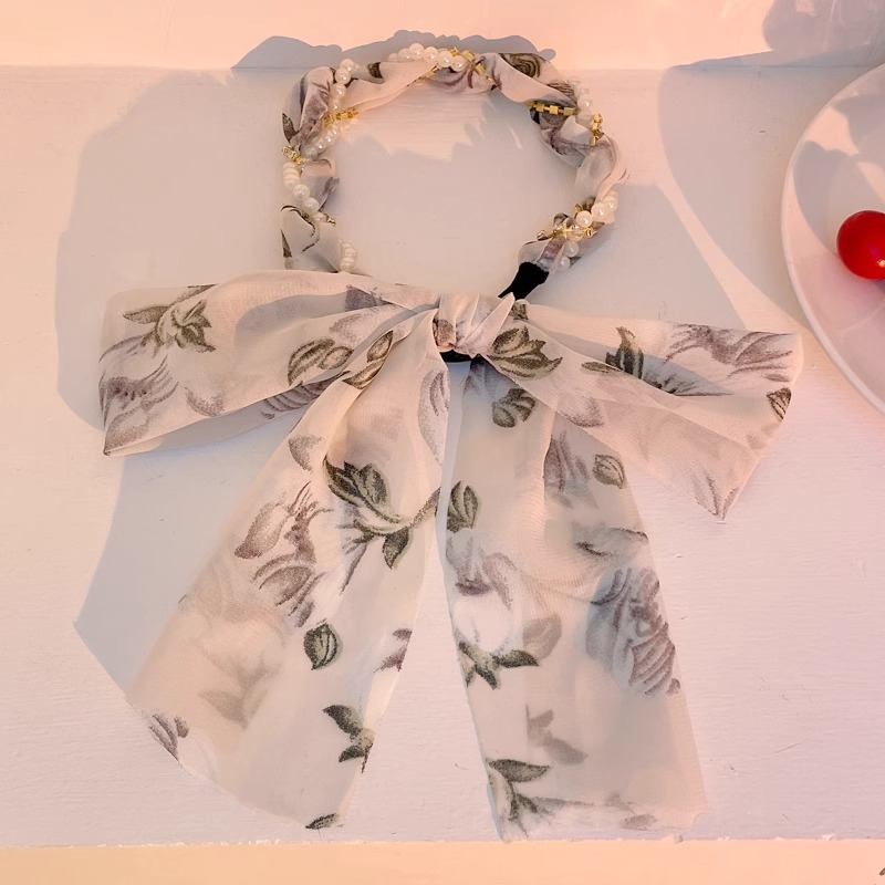 Sensor de alto nivel de banda de cabello para mujeres de alta presión craneal tarjeta de cabello temperamento de moda trenzada bufandas de seda banda de cabello adornamiento para el cabello