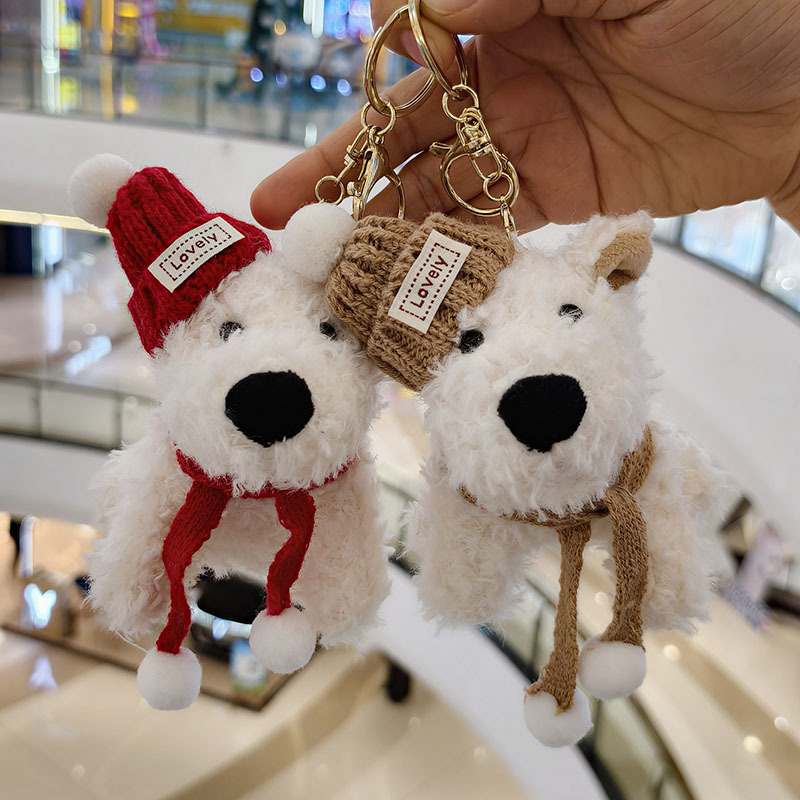 Adorable moda jugar altiplano occidental perro muñeca colgante juguetes de peluche llavero bolsos colgantes agarrar muñeca máquina pequeño regalo