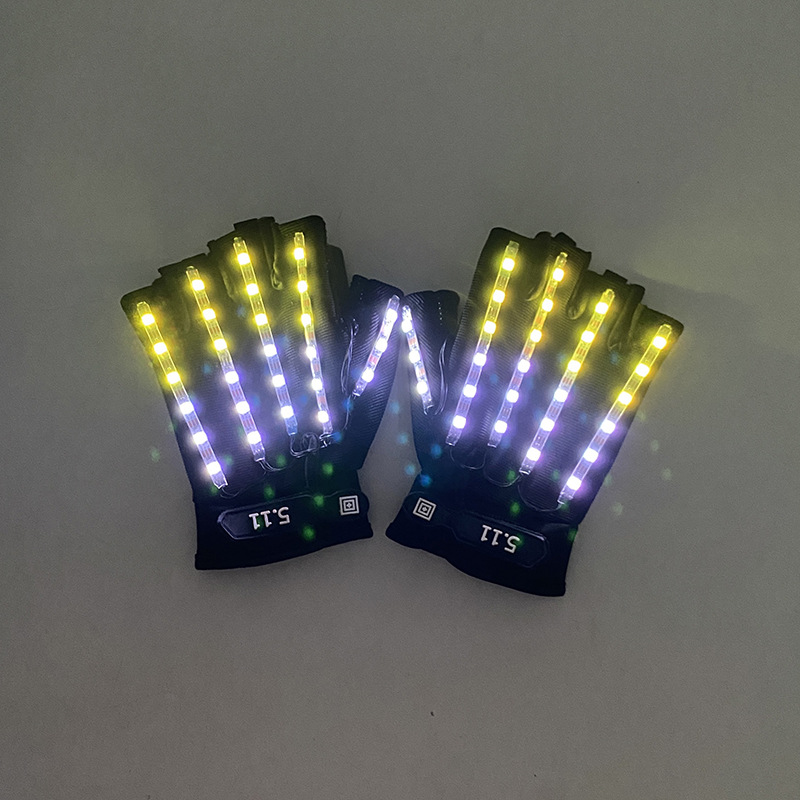 #547 5V多功能-led金刚狼手套(充电款)-七彩流水款