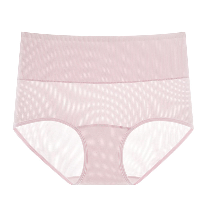 Primavera y verano nuevo agujero transpirable seda de hielo talla grande cintura alta abdomen 10A entrepierna antibacteriana entrepierna de algodón calzoncillos para mujer