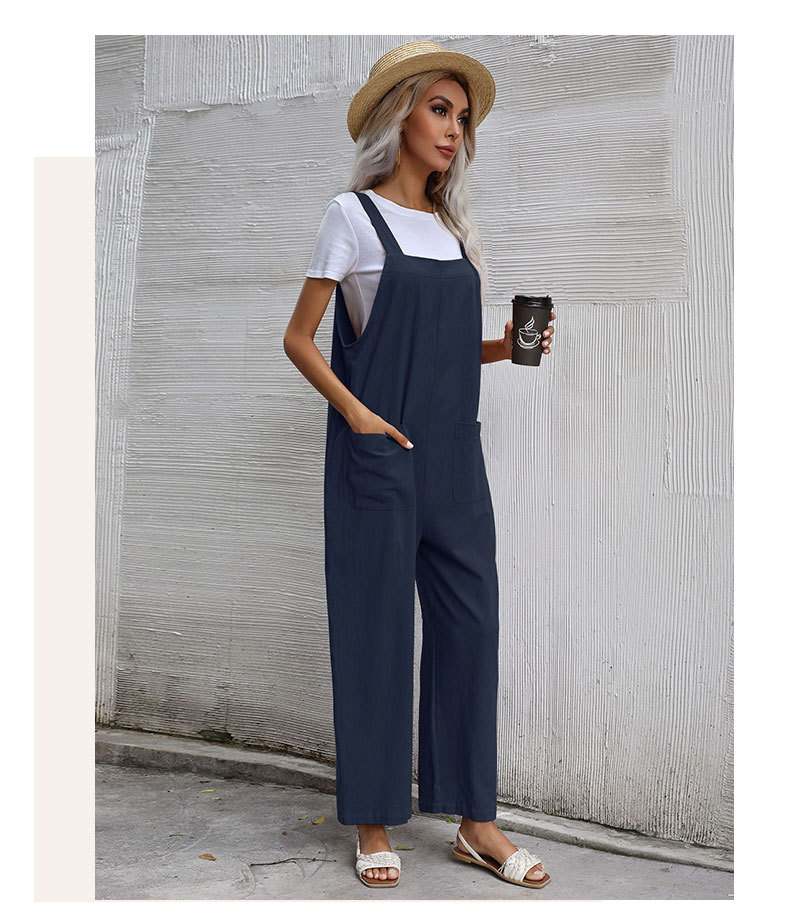 Cotton Linen Casual Suspender Jumpsuit NSDMB104540