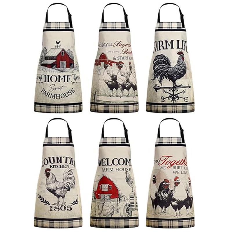 Nuevo delantal estadounidense transfronterizo de alta calidad impresión digital patrón de granja de pollos ropa de trabajo publicitaria delantal personalizado