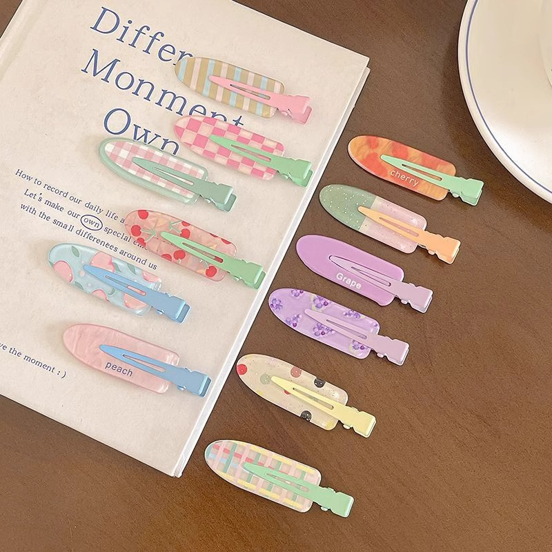 Pinza para el cabello sin costuras de color dulce y linda, clip para flequillo lateral femenino, clip para boca de pato de cabello roto en la frente, tocado de horquilla para niños