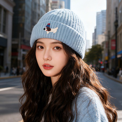 秋冬可爱小狗毛线帽子女韩版2025新款针织帽户外保暖百搭套头冷帽