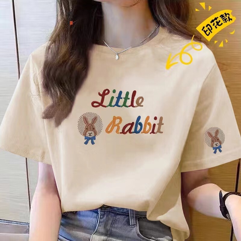 Wholesale Pure Cotton Short-Sleeved T-Shirt for Women 2025 Summer New Loose Large Size Half-Sleeved Round Neck Couple Casual Tops Trendy