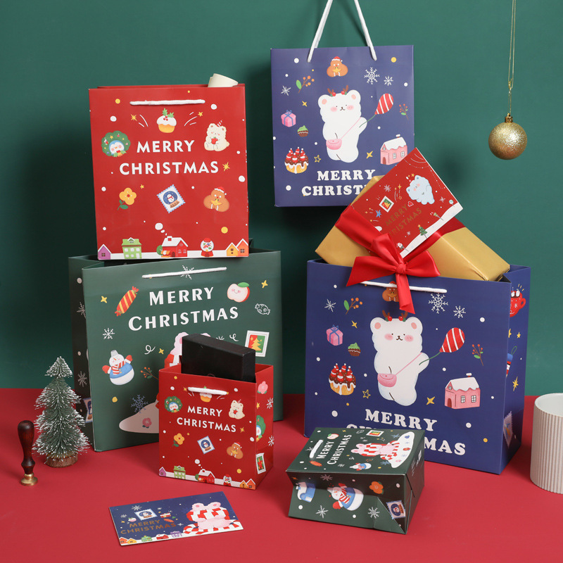 Bolsa de regalo de dibujos animados de Navidad Bolsa de regalo de Navidad de alta gama Nochebuena Apple Candy biscuit snack bolsa de embalaje