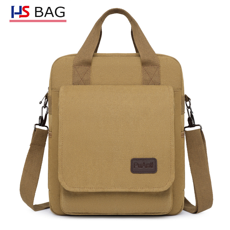 여행 가방 남자의 새로운 도착 휴대용 캐주얼 올 매치 멀티 레이어 남성 캔버스 컴퓨터 가방 간단한 레트로 어깨 크로스 바디 백