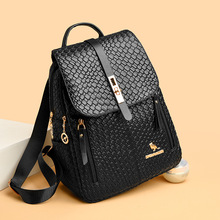 编织皮革防盗锁扣双肩包亚马逊新款便宜卖女旅行背包高颜值女书包