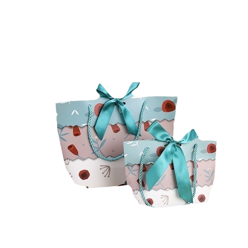 Bolsa de regalo, ramo de flores, pintura al óleo, exquisita y elegante bolsa de regalo literaria para cumpleaños, bolsa de regalo, bolso universal de papel kraft
