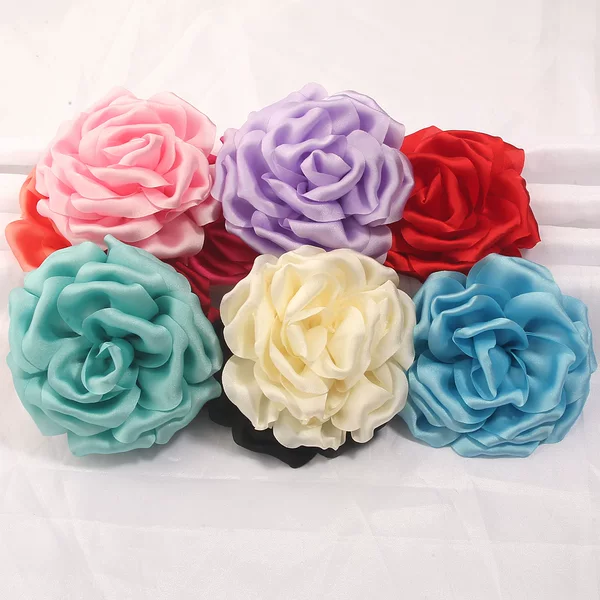 10cm satin three-dimensional floral fabric rose flower DIY hair accessory, corsage, head flower, shoe, hat, clothing decoration accessory