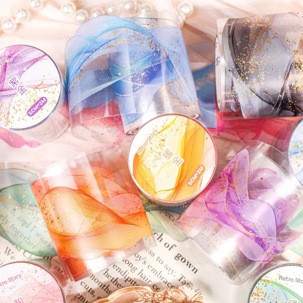 Retro Story PET Tape Flowing Gold Series Creative DIY Hand Account Fantasy Gauze Hand Account Recycling Post