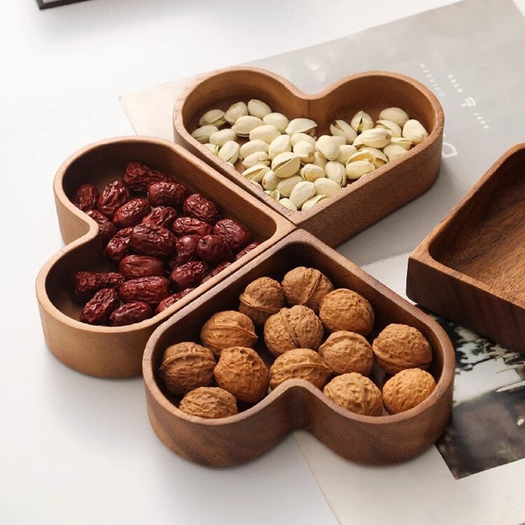 Candy Solid Wood Tray Stackable Dried Fruit Box Nut Tray Creative Walnut Tray Candy Box Solid Wood