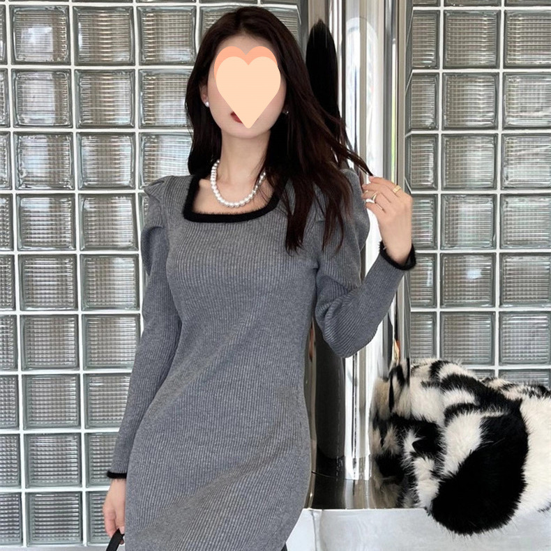 感法式小香风包臀裙女秋冬新款内搭甜辣美气质外穿长袖连衣裙|undefined