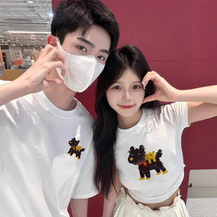Summer Cotton Short-sleeved T-shirt Couple's Lazy Style Loose Niche Design Sense Men's and Women's Top Student Fashion Brand Class Clothes