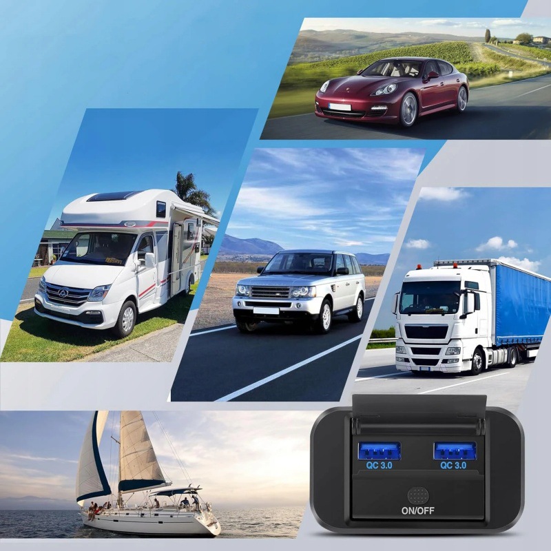 Modified Multifunctional Bus, Rv, Yacht Qc3.0+Pd Car-Mounted Mobile Phone Charger with Button Electronic Switch