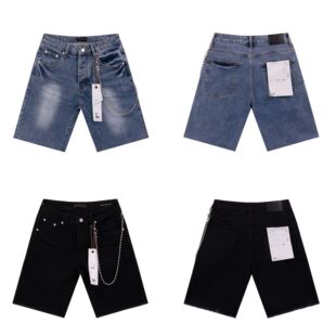 Denim Shorts 2025 Summer New Style Pule American Trendy Brand Washed Men's Sports Casual Pants with Chain