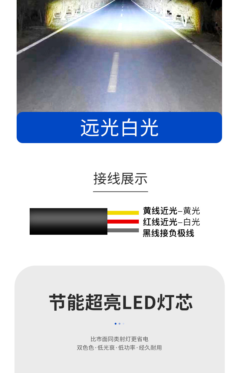 Led Motorcycle Spotlight, High-Brightness Dual-Color Modified External Headlight for Electric Motorcycles