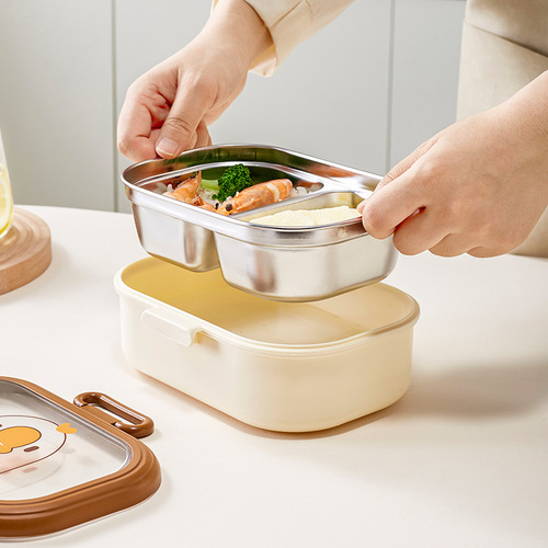 Stainless steel insulated lunch box, insulated bucket, microwave oven, cartoon children's special multi-grid lunch box with lid, food grade lunch box