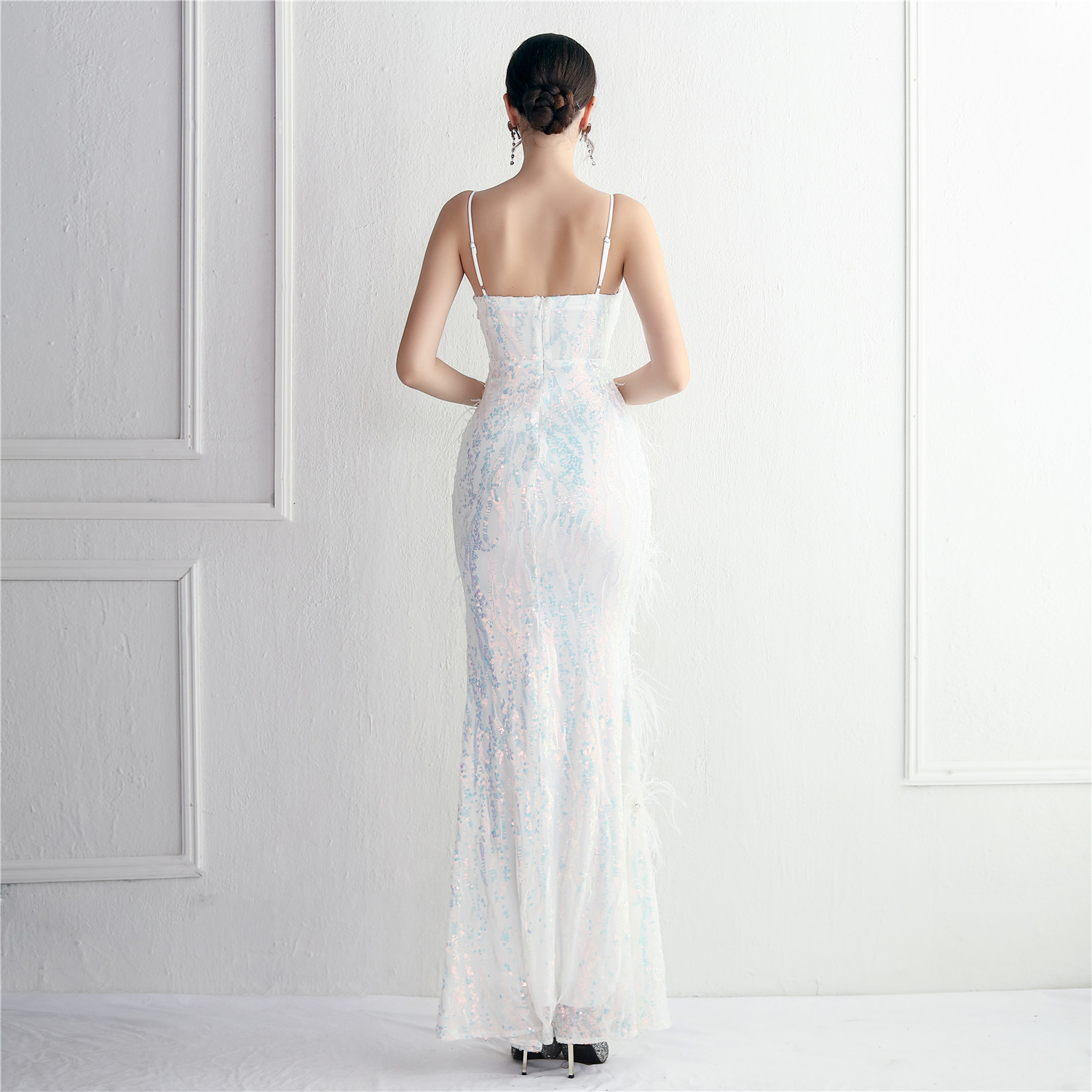 Floral Craft Beading Craft Imported Wool Dress Long Cocktail Slim Fit Evening Dress Elegant 7 Floral Craft Beading Craft Imported Wool Dress Long Cocktail Slim Fit Evening Dress Elegant