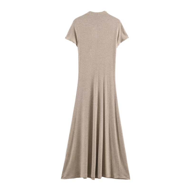 Foreign Trade Wholesale 2026 Spring New Style European and American Fashion Slim Fit Simple High-Neck Ultra-Long Dress 1198001