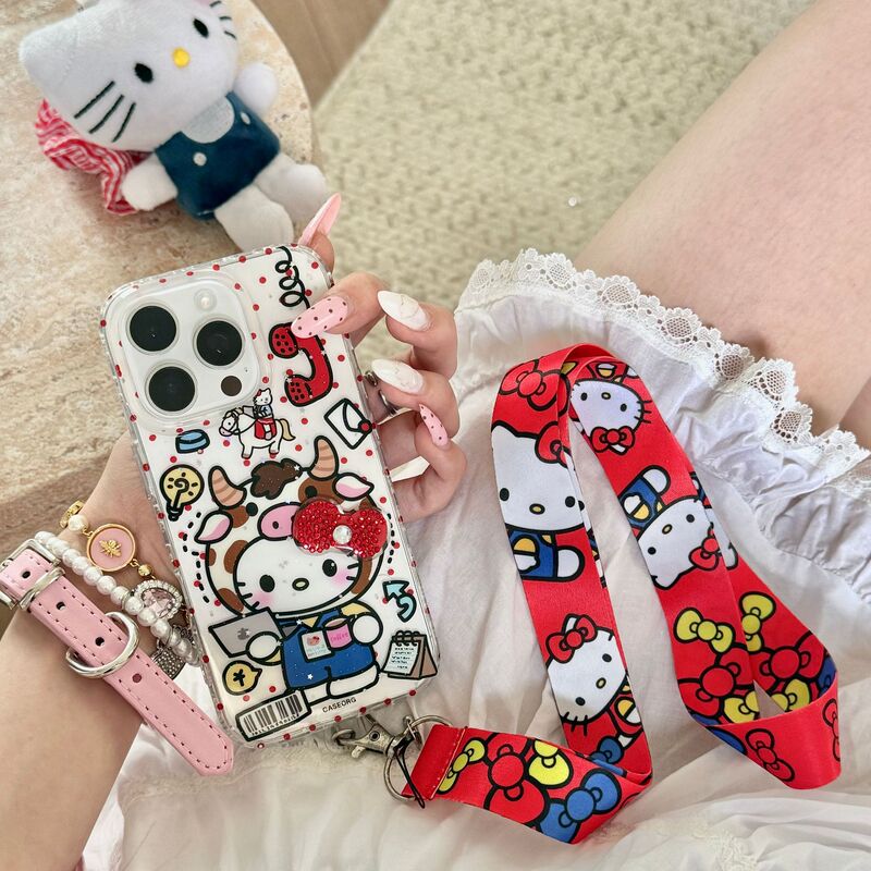 Cartoon Cowboy Hat Swimming Ring Kt Cat Iphone16Pro Phone Case Suitable for 13/14 Apple 15/16Promax
