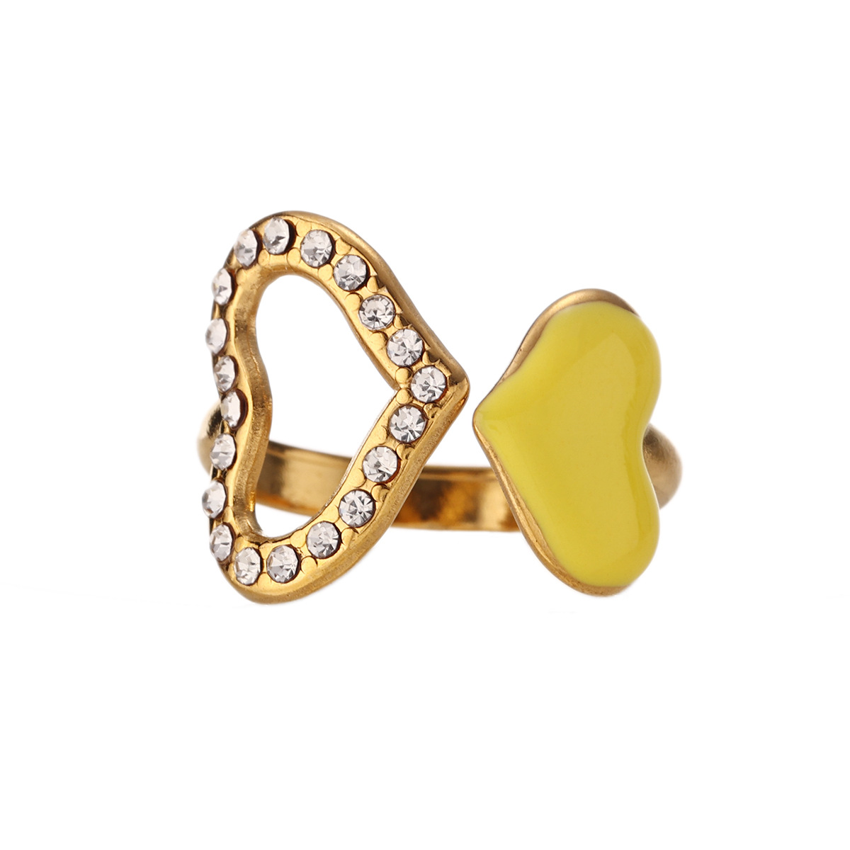 Anillo de acero inoxidable de alta calidad ligero de lujo, anillo de titanio incrustado con zircon de mano no se desvanece