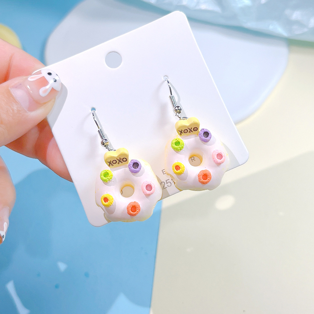 1 Pair Sweet Donuts Resin Drop Earrings display picture 7