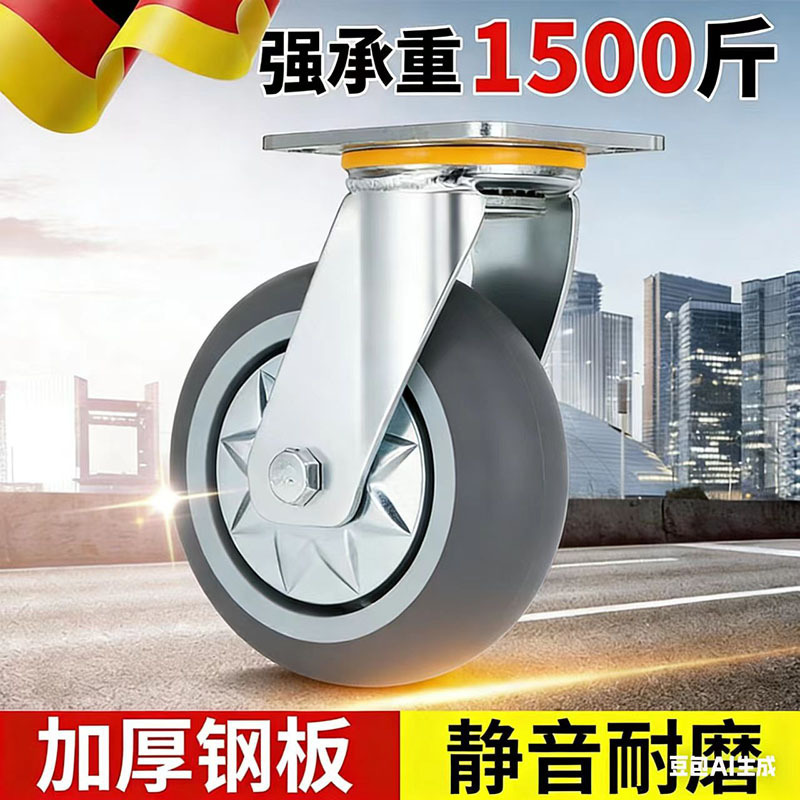 Heavy-Duty Silent Handcart with Universal Wheels, Rubber Wheels, 5-Inch 6inch 8inch Wheel Trailer Casters, Universal Casters