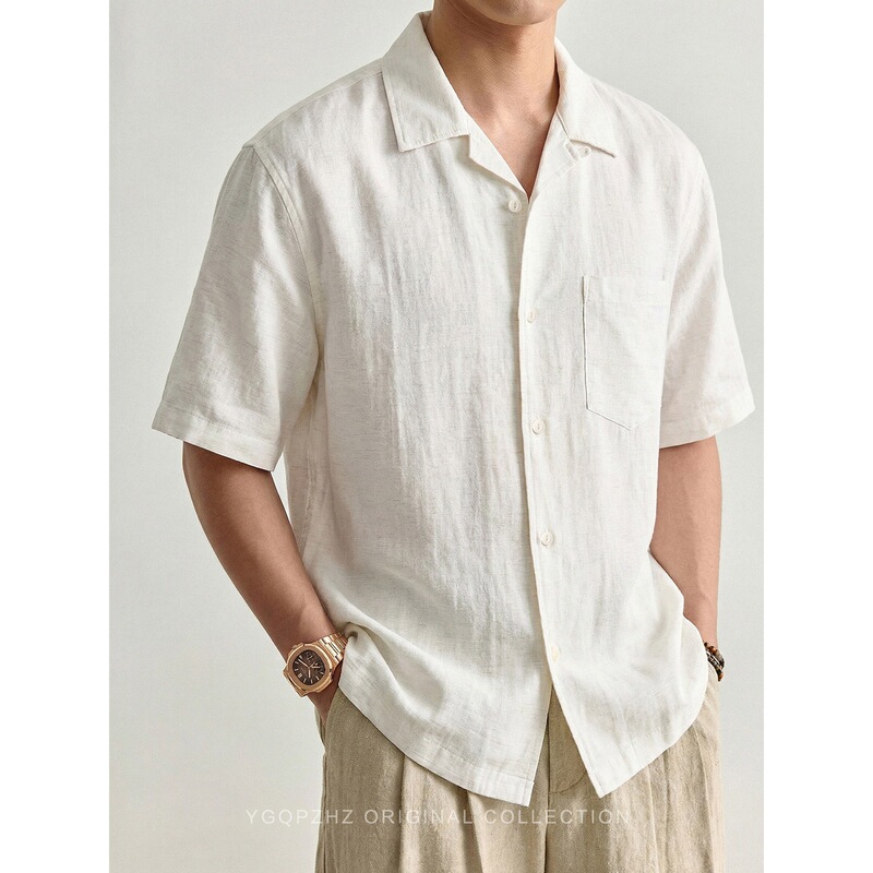 Old Money Style Breathable Ice Silk Blend Cool and Stylish Cuban Collar Short-Sleeve Shirt for Men 2026 New Casual Shirt