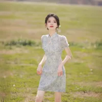 Tencel Jacquard Улучшенный Чонсам для женщин, летнее Новое высококачественное темпераментное маленькое пионерское платье для молодых девушек