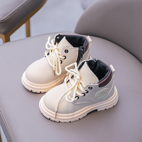 A drop-shipping children's Martin boots  autumn and winter new style girls versatile little yellow boots boys retro British style