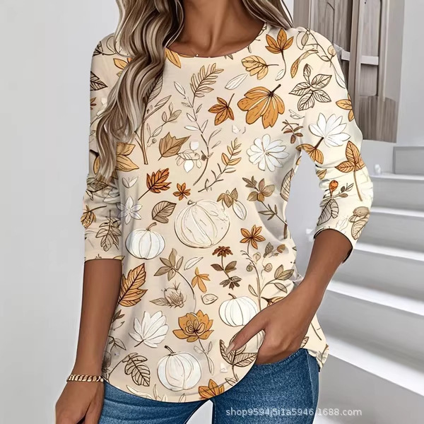 2026 Halloween Style Shirt Printed T-Shirt 3D Graphic Print Round Neck Long Sleeve T-Shirt Casual Loose European and American Style