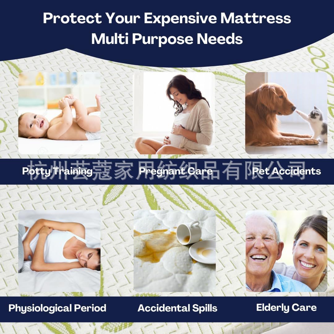 Amazon transfronterizo fibra de bambú impermeable cama gaza transpirable sin ruido con cremallera bolsa de cama colchón cubierta protectora cama cubierta