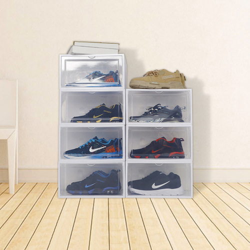 New transparent shoe box pp plastic dustproof display shoe box stacking shoe rack dustproof storage box with lid transparent wholesale