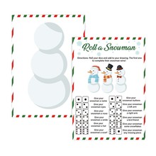 跨境现货圣诞骰子游戏卡Christmas圣诞节派对滚雪人游戏卡片批发
