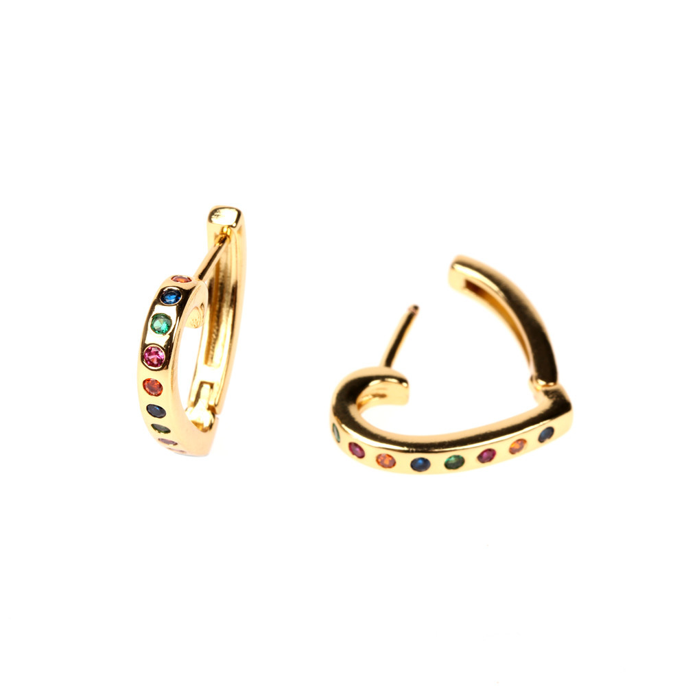 Wholesale Jewelry Fashion Hollow Heart-shape Copper Inlaid Zircon Earrings Nihaojewelry display picture 3