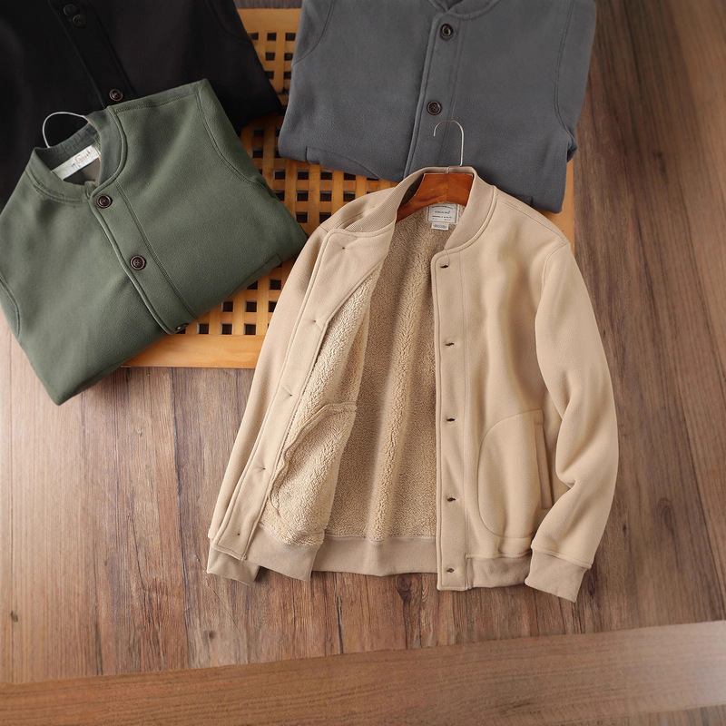 Sleeves with Fleece ~ Double-Sided Polar Fleece 2026 Autumn and Winter New Thickened Warm Baseball Jacket for Men and Women Sleeves with Fleece ~ Double-Sided Polar Fleece 2026 Autumn and Winter New Thickened Warm Baseball Jacket for Men and Women