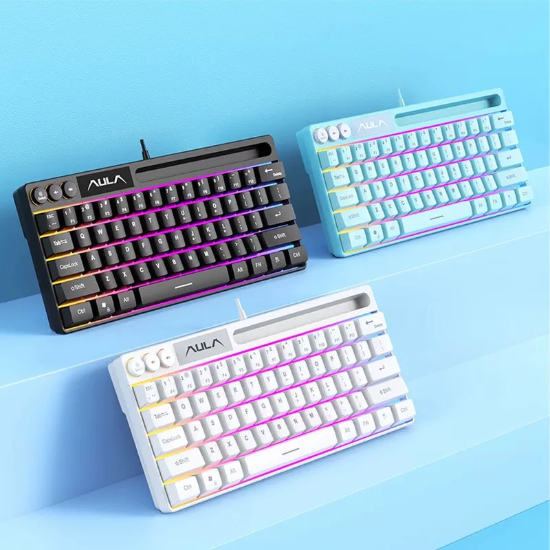 Клавиатура с механическим ощущением Wolf Spider F3061, 64 клавиши, проводная, мини, RGB, для настольного ПК и ноутбука
