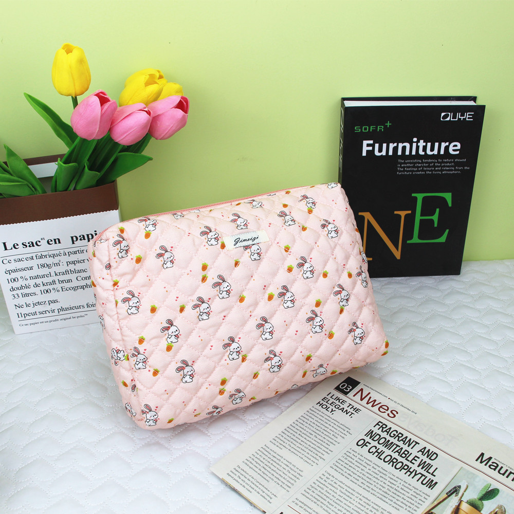 Nuevo algodón impreso bolso de las mujeres lindo estilo ins bolsa de cosméticos bolsa de almacenamiento acolchada de gran capacidad Bolsa De estudiante bolsa de lavado