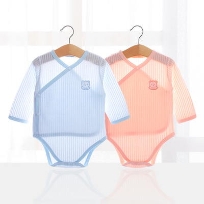 新生嬰兒連體衣純棉寶寶衣服夏裝三角哈衣長袖包屁衣和尚服夏季薄