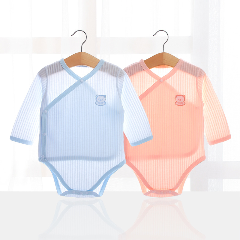 新生嬰兒連體衣純棉寶寶衣服夏裝三角哈衣長袖包屁衣和尚服夏季薄