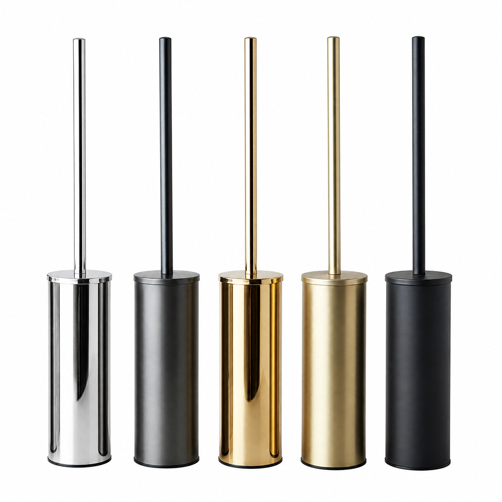 Stainless Steel Standing Toilet Brush Set with Suction Cup Bathroom Cleaning Brush