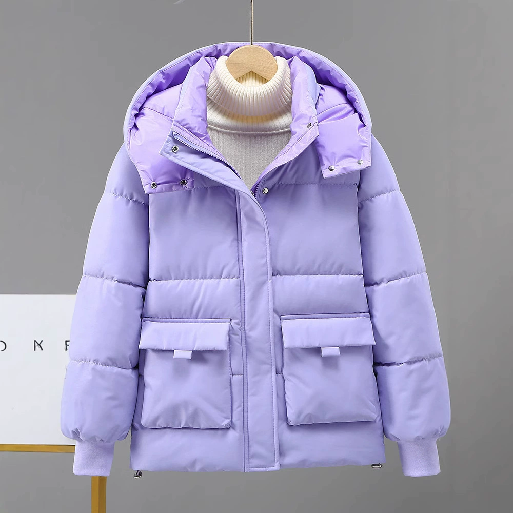 Короткий пуховик‑худи с капюшоном для подростков, лёгкий стёганый, S–XL, модель 2024