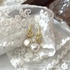 Genuine earrings from pearl, light luxury style, oil painting imitation print, 925 sample silver