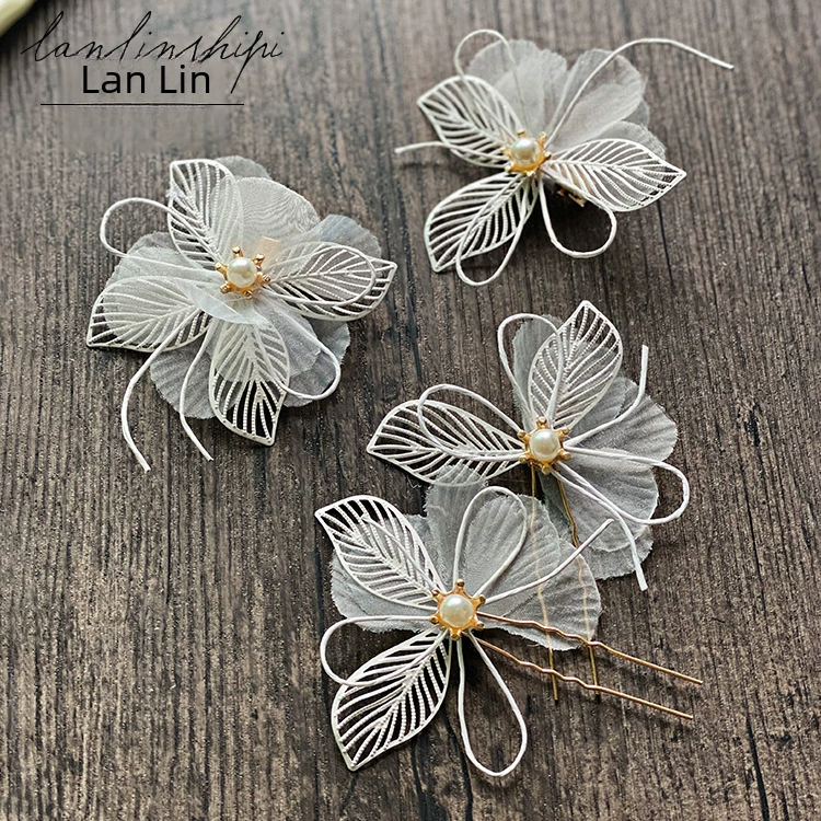 Korean fresh hair accessory for bride, flowered