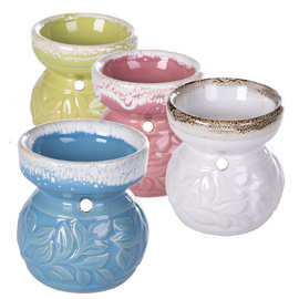 大货供应L15四色小叶陶瓷香熏炉香薰香氛精油炉室内芳香工具批发