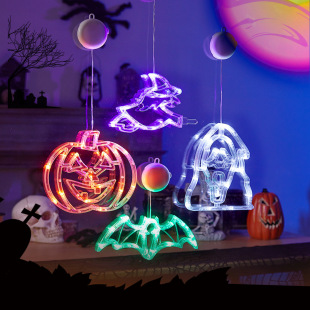 Cross-border shopping mall scenery decorative atmosphere props window layout lights string Halloween glowing pumpkin lamp suction lamp