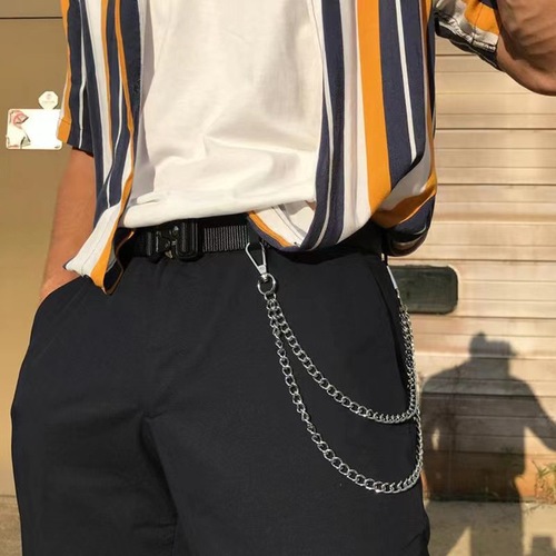 Temu hot selling European and American cross-border fashion metal boys multi-layer chain tassel body chain versatile geometric chain waist chain